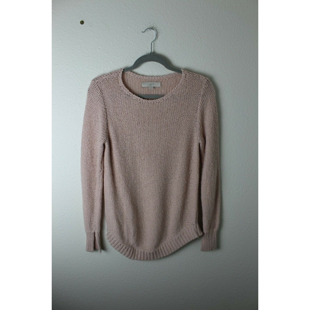LOFT Knit Crew Neck Sweater In A Soft Blush Pink Color Size Small S